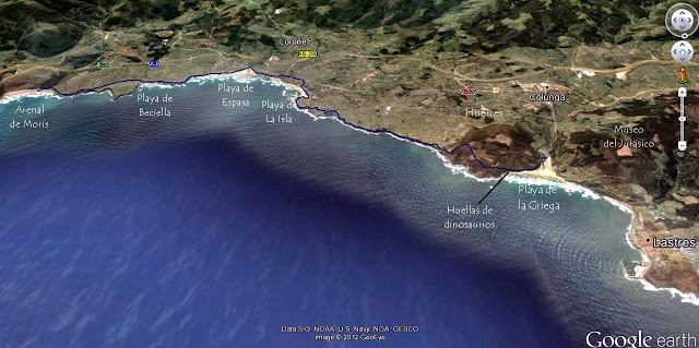Mapa Ruta Costera La Griega Arenal de Moris